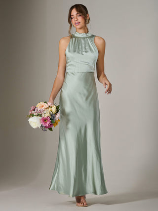 Halter Neck Maxi Dress, Green
