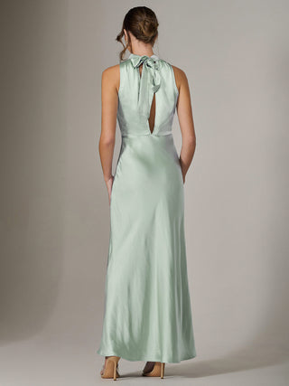 Halter Neck Maxi Dress, Green