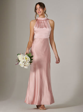 Halter Neck Maxi Dress, Pink