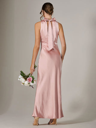 Halter Neck Maxi Dress, Pink
