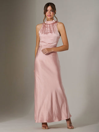 Halter Neck Maxi Dress, Pink