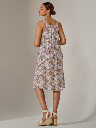 A-Line Pocket Smock Dress, Multi Abstract