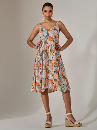 A-Line Pocket Smock Dress, Multi Floral