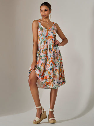 A-Line Pocket Smock Dress, Multi Floral
