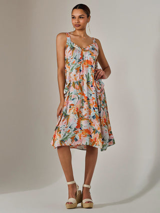 A-Line Pocket Smock Dress, Multi Floral
