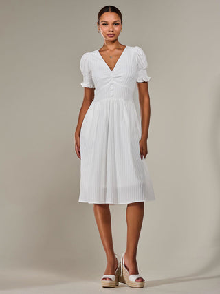 Puff Sleeve Midi Dress, White