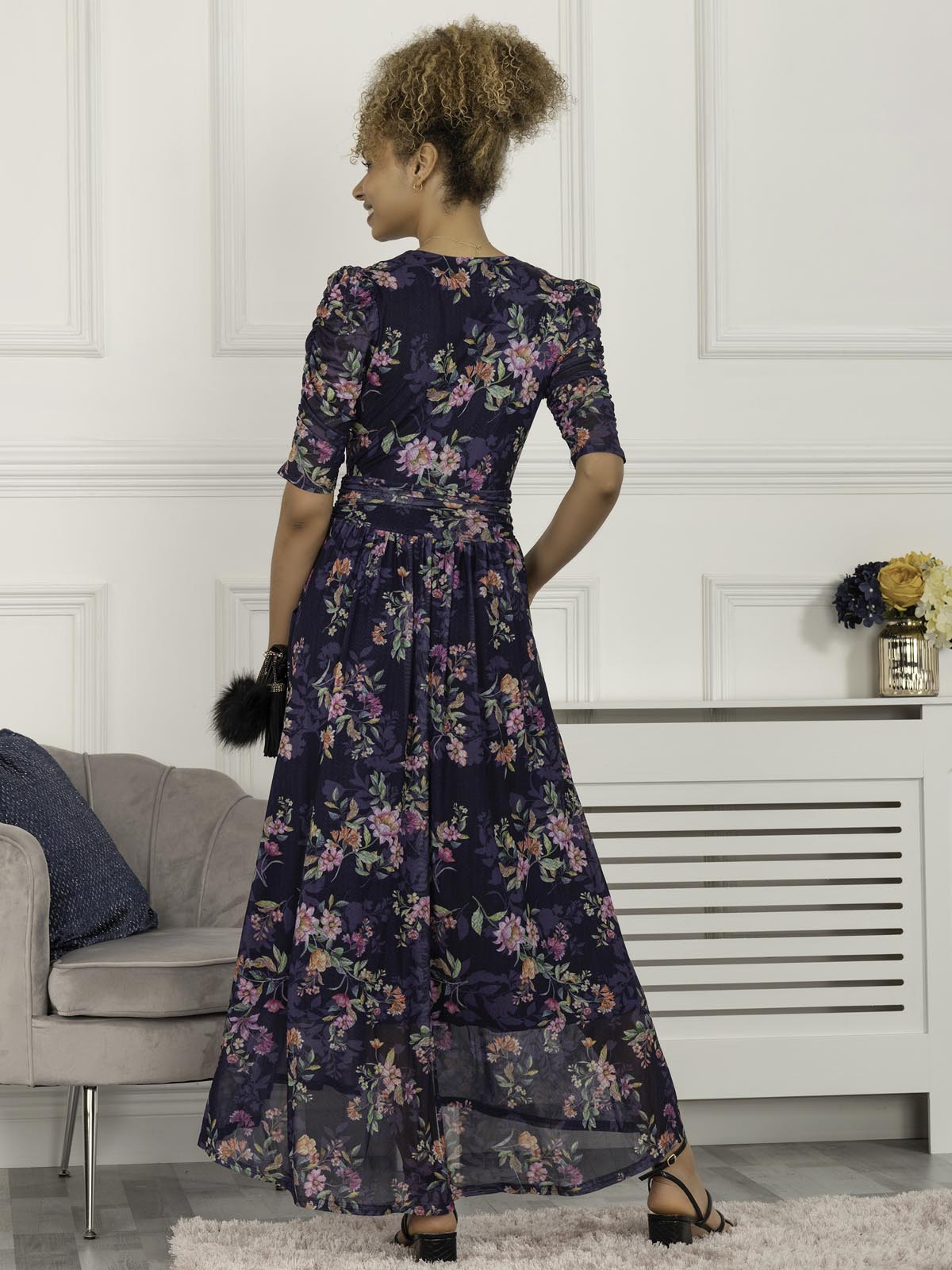 Ressie Dip Hem Maxi Dress, Floral Multi