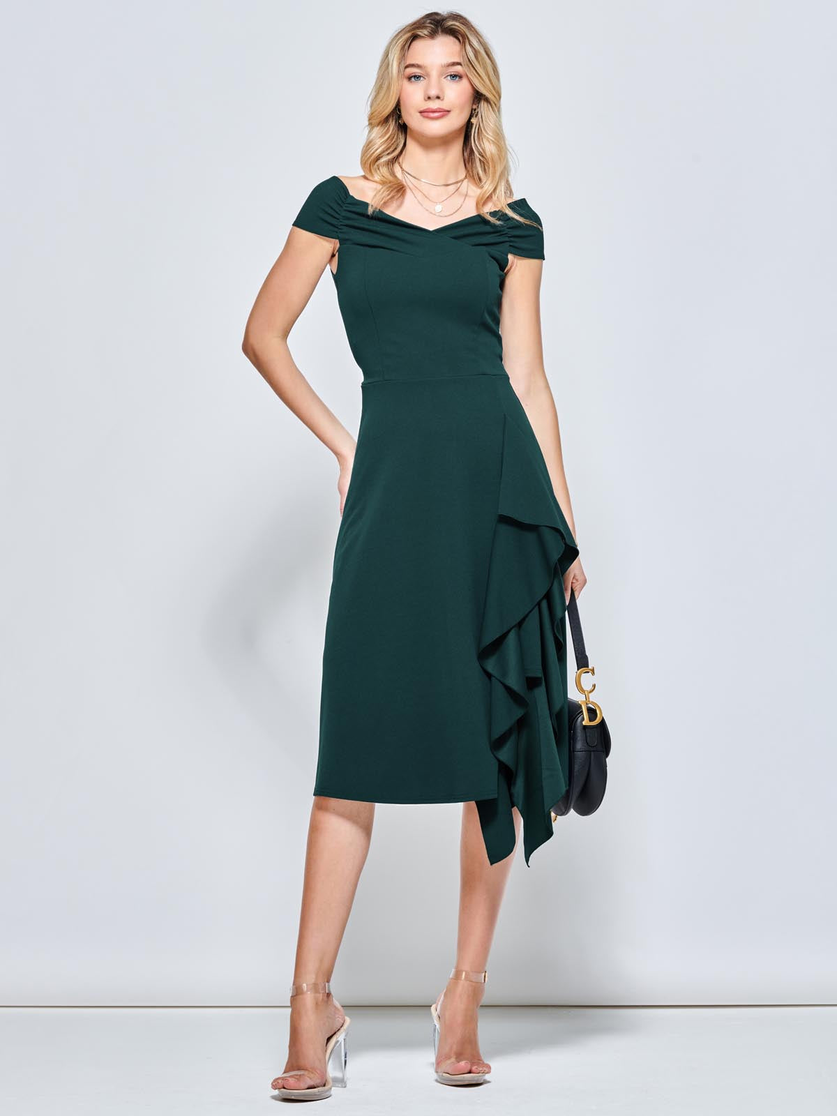 Forest green off the hotsell shoulder dress