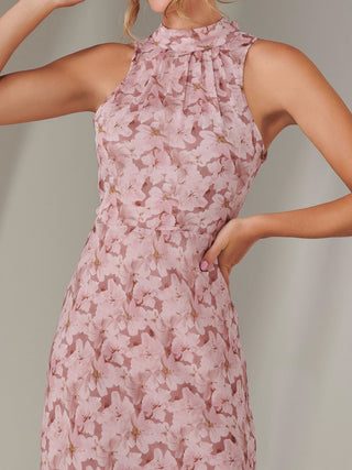 Chiffon Maxi Dress, Pink Floral