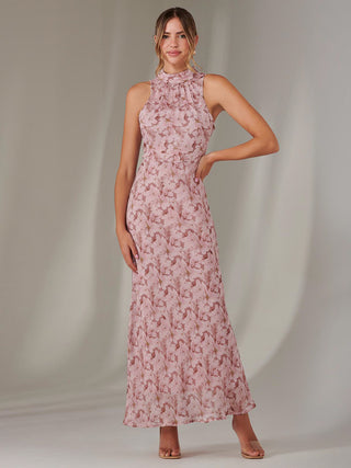 Chiffon Maxi Dress, Pink Floral