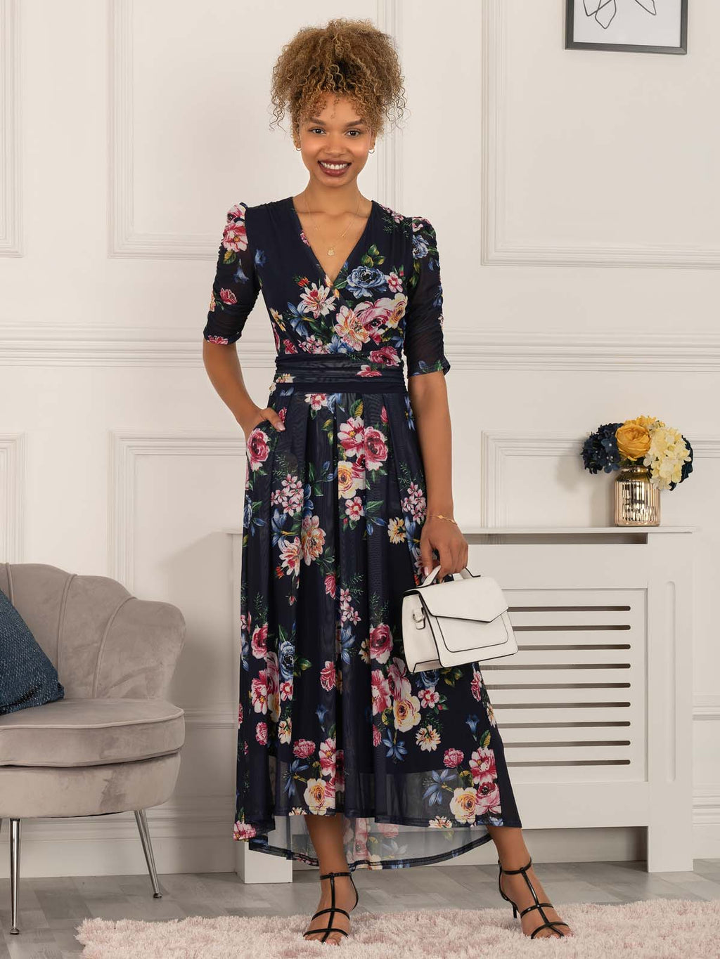 winter midi dress with long sleeves Black Winter Midi Wool Dress, Boat Neck Pleated Dress, Long Sleeve Dress with Pockets, Fitted and Flare Dress, Retro Day Dress 1622#