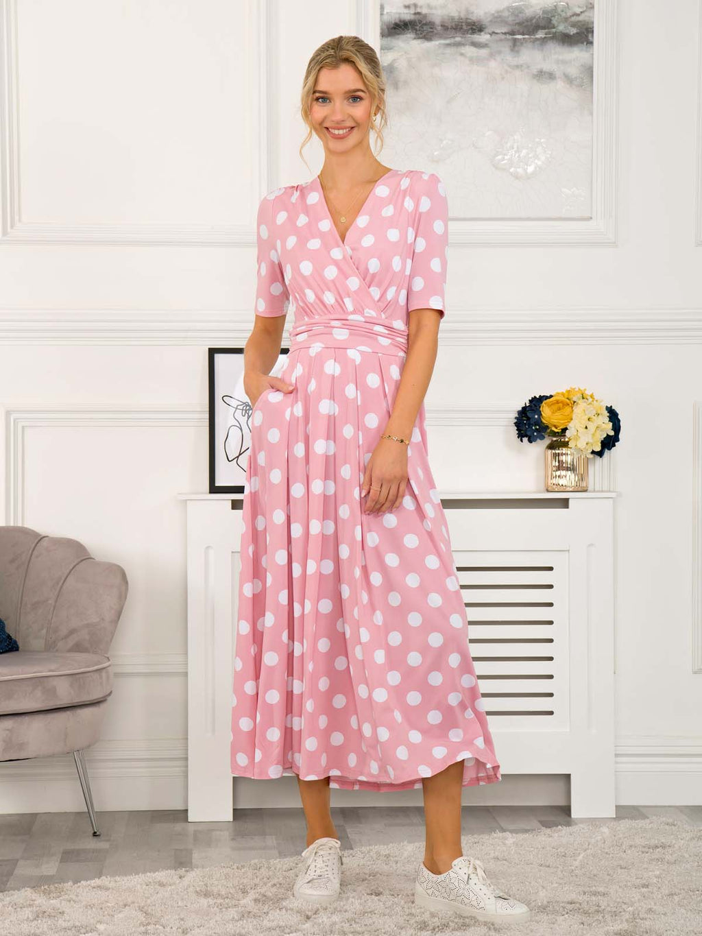 Jolie Moi Pink Tea Dress Jolie Moi Odelia Wrap Front Maxi Dress, Light Pink   Jolie Moi