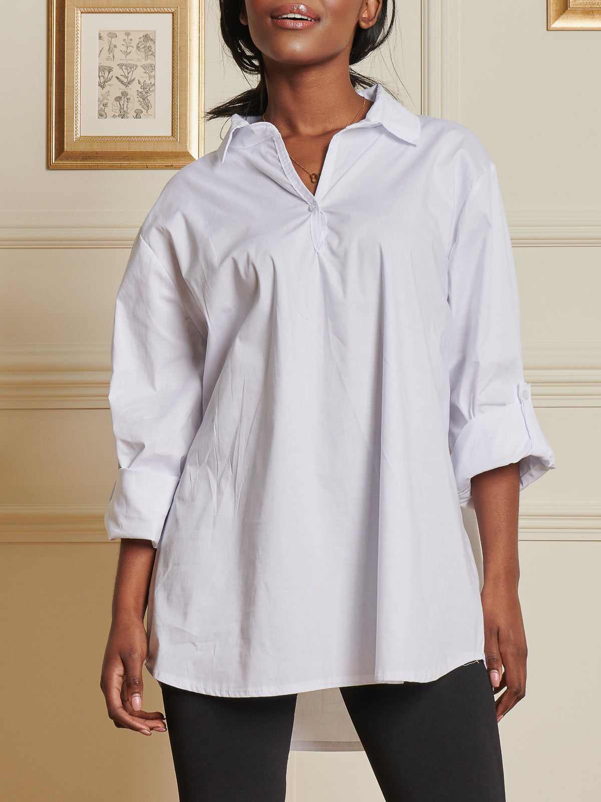Made In Italy Oversized Cotton Shirt, White