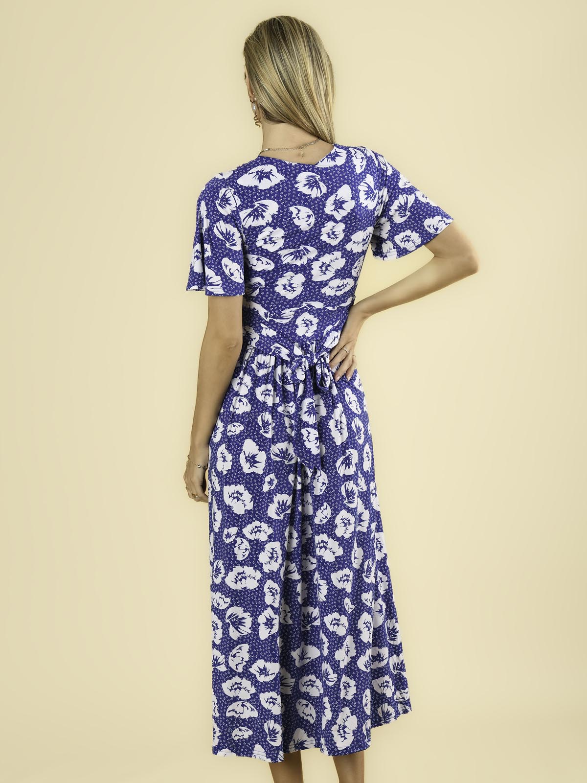 Jaylynn Flare Sleeve Jersey Maxi Dress, Royal Floral