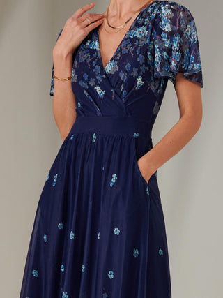 Wrap Maxi Dress, Navy Floral