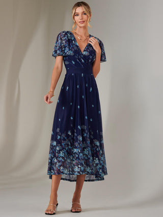 Wrap Maxi Dress, Navy Floral