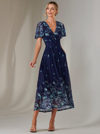 Wrap Maxi Dress, Navy Floral