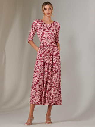 Goldie 3/4 Sleeve Jersey Maxi Dress, Pink Floral