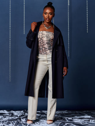 Double Breasted Trench Coat, Navy