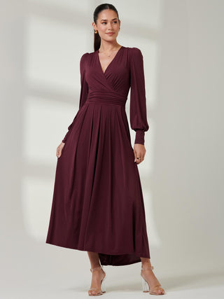 Long Sleeve Soft Silky Jersey Maxi Dress, Burgundy Jolie Moi Wholesale Long Sleeve Soft Silky Jersey Maxi Dress, Burgundy Jolie Moi Wholesale