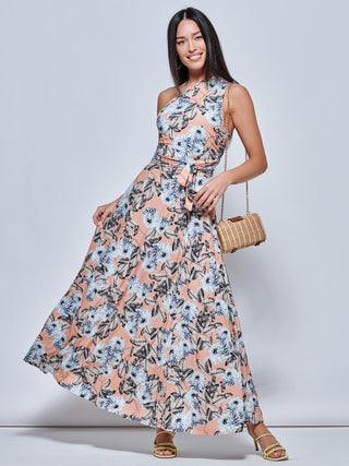 One Shoulder Max Jersey Dress, Floral Multi