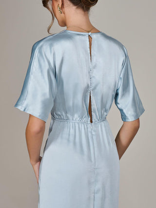 Satin A-Line Midaxi Dress, Blue