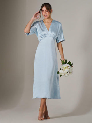 Satin A-Line Midaxi Dress, Blue