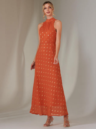 Halterneck Maxi Dress, Orange