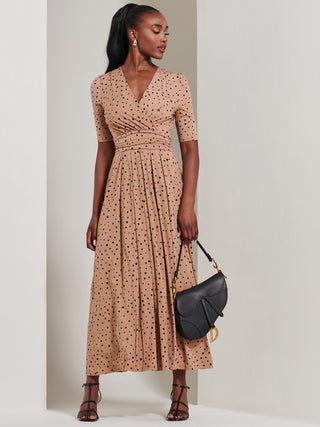 Half Sleeve Jersey Maxi Dress, Spot Multi