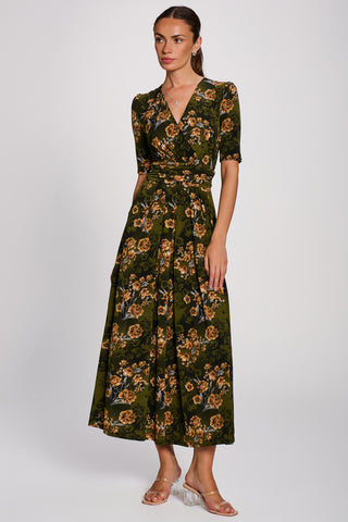 Printed Jersey Maxi Dress, Green Floral
