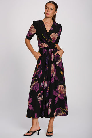 Printed Jersey Maxi Dress, Purple Floral