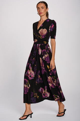 Printed Jersey Maxi Dress, Purple Floral