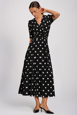 Printed Jersey Maxi Dress, Black Spot