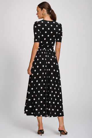 Printed Jersey Maxi Dress, Black Spot