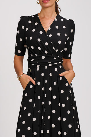 Printed Jersey Maxi Dress, Black Spot