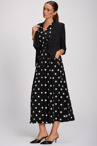 Printed Jersey Maxi Dress, Black Spot