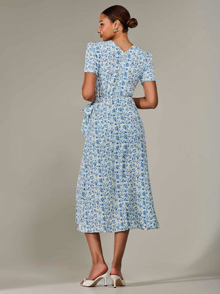 Faux Wrap Midaxi Dress, Blue Floral