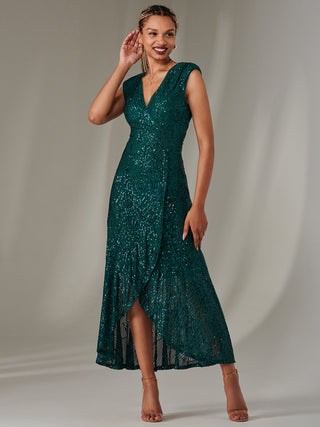 green ruffle hem dress CUPSHE Women's Round Neck Emerald Green Smocked Long Sleeve Mini Dress Ruffled Hem Casual A Line Short Dress at Amazon Women's Clothing store