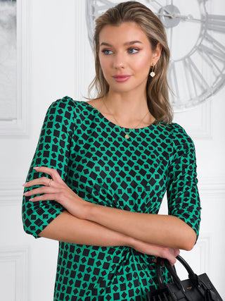 Qyara Jersey Twist Bodycon Midi Dress, Green Geo Jolie Moi Wholesale Qyara Jersey Twist Bodycon Midi Dress, Green Geo Jolie Moi Wholesale