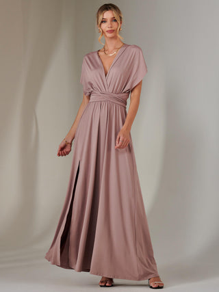 Halter Neck Maxi Bridesmaid Dress, Dusty Pink