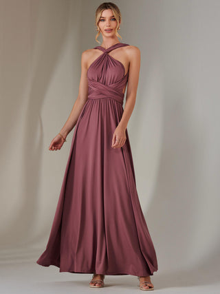 Halter Neck Maxi Bridesmaid Dress, Mauve