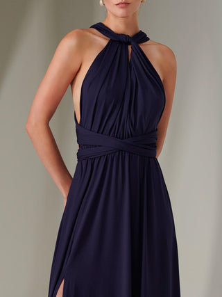 Halter Neck Maxi Bridesmaid Dress, Navy