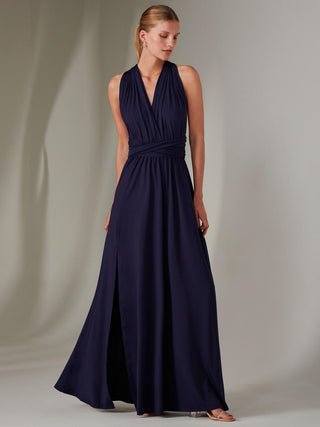 Halter Neck Maxi Bridesmaid Dress, Navy