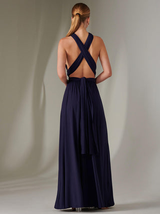 Halter Neck Maxi Bridesmaid Dress, Navy