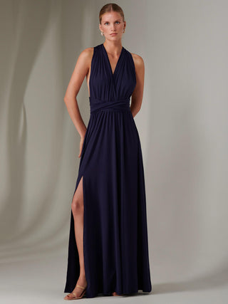 Halter Neck Maxi Bridesmaid Dress, Navy