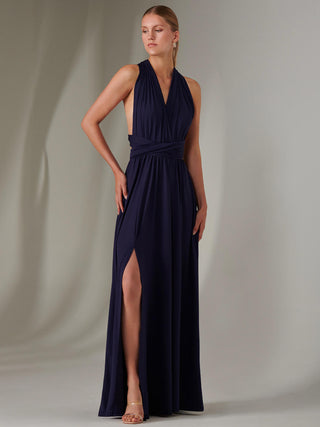 Halter Neck Maxi Bridesmaid Dress, Navy