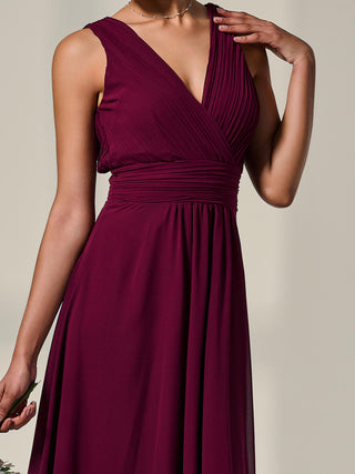 Cora Sleeveless Chiffon Maxi Dress, Burgundy