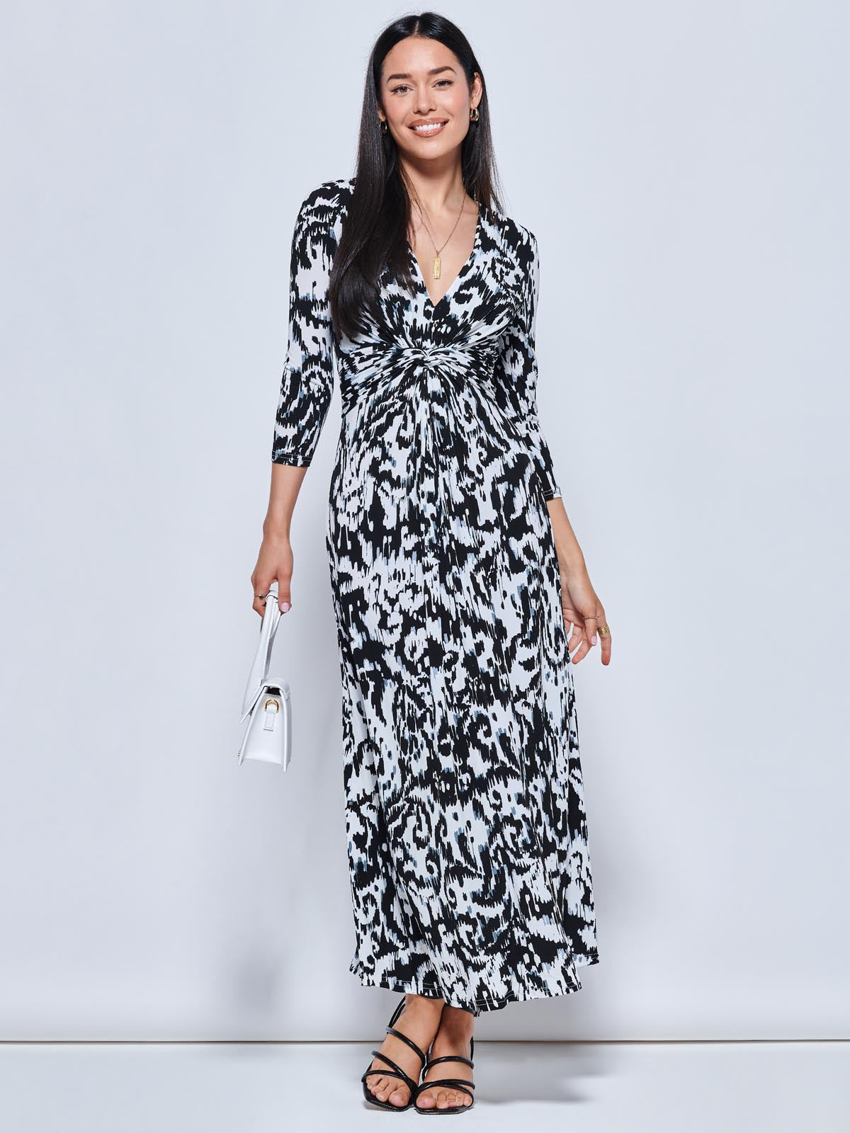 Abstract Print Jersey Maxi Dress, Abstract Multi