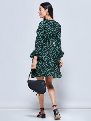 Casey Long Sleeve Tie Front Dress, Navy Floral