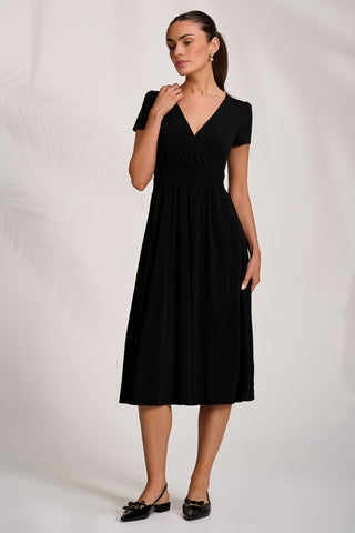 Cap Sleeve Printed Jersey Midaxi Dress, Black